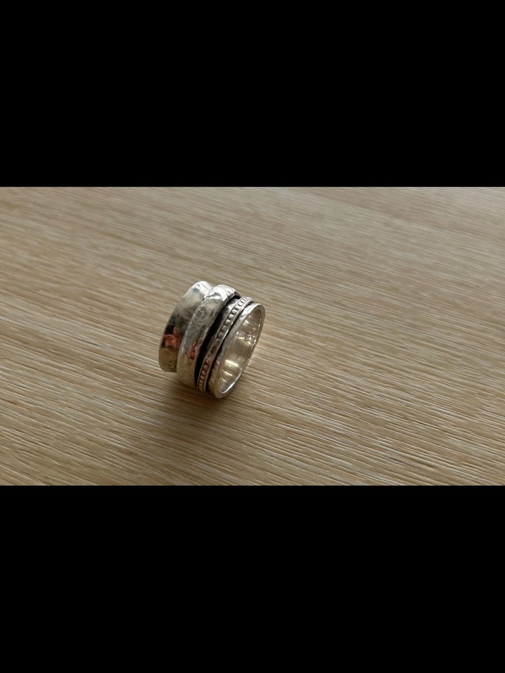 Sterling Silver Textured Spinner Ring - Silver